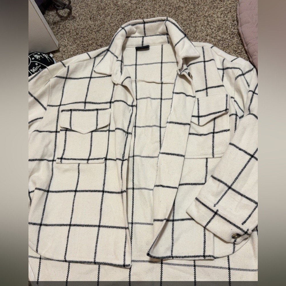 Plaid Cream and Black Jacket